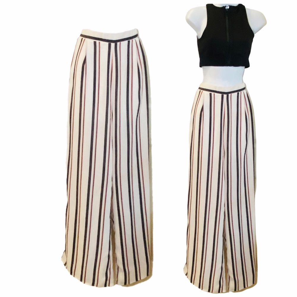 Seduction Striped Vertical Stripe Trouser Palazzo Pants M